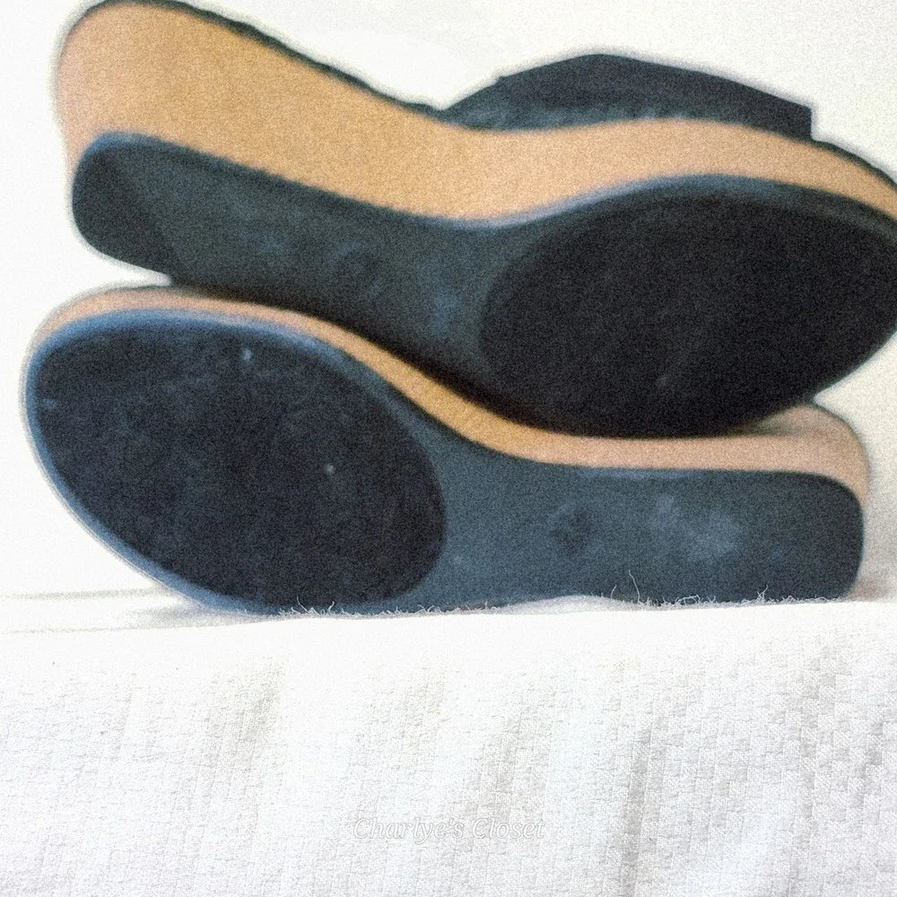 Lindsay Phillips Rosette Snap Jewel Wedge Sandals 8‎ NWOB Raffia HWGL2